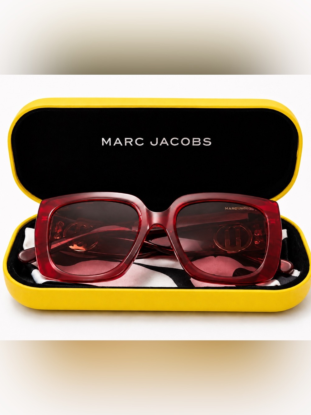 Marc Jacobs Oversized Burgundy Red Statement Sunglasses w/ Case